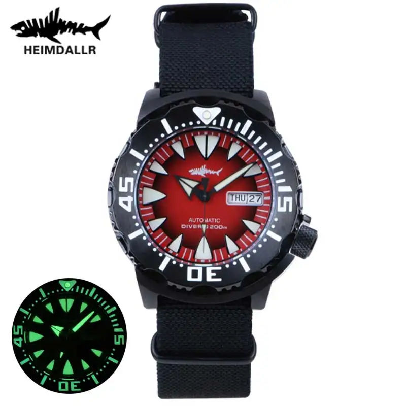 

Heimdallr Monster NH36A Men's Watch Black PVD Coated Case Diving Watch 200M Waterproof Mechanical Watches Men Sapphire Glass