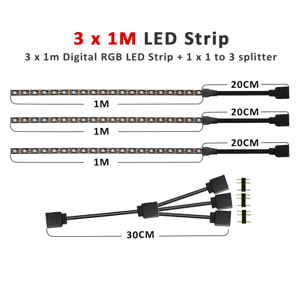 ตัวเลือกสินค้า แถบไฟ LED ARGB ปรับสีได้ ตกแต่ง PC