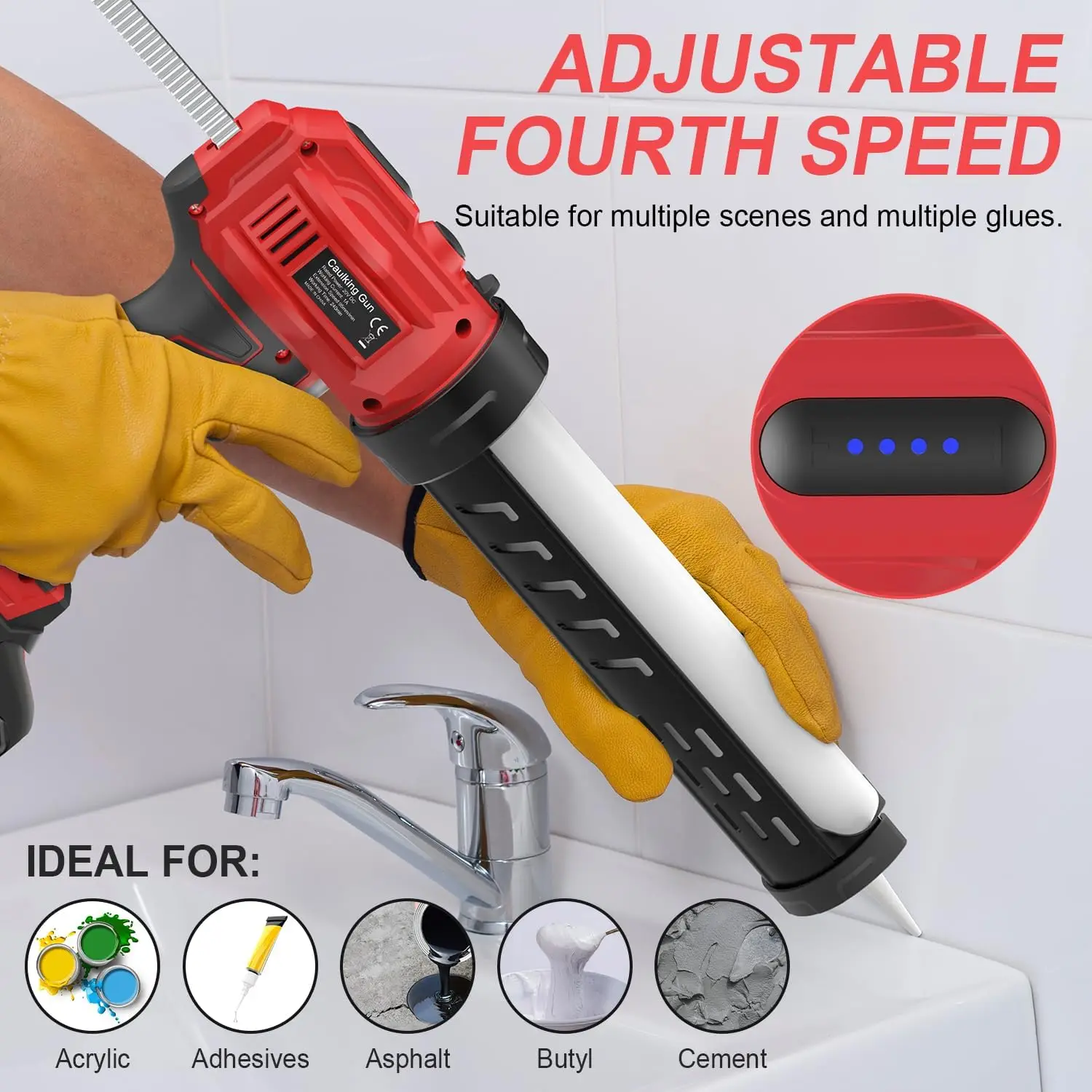 Cordless Caulking Gun Caulking Tool Gun Cordless Caulking Gun Electric Caulking Gun No Drip Caulk Gun Caulk Gun For 10 Oz Tube 3