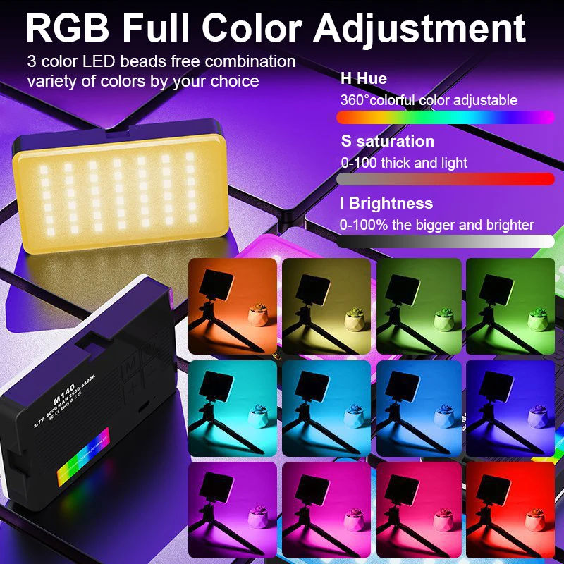Rechargeable Portable LED RGB Video Light with Adjustable 3-Mode Brightness