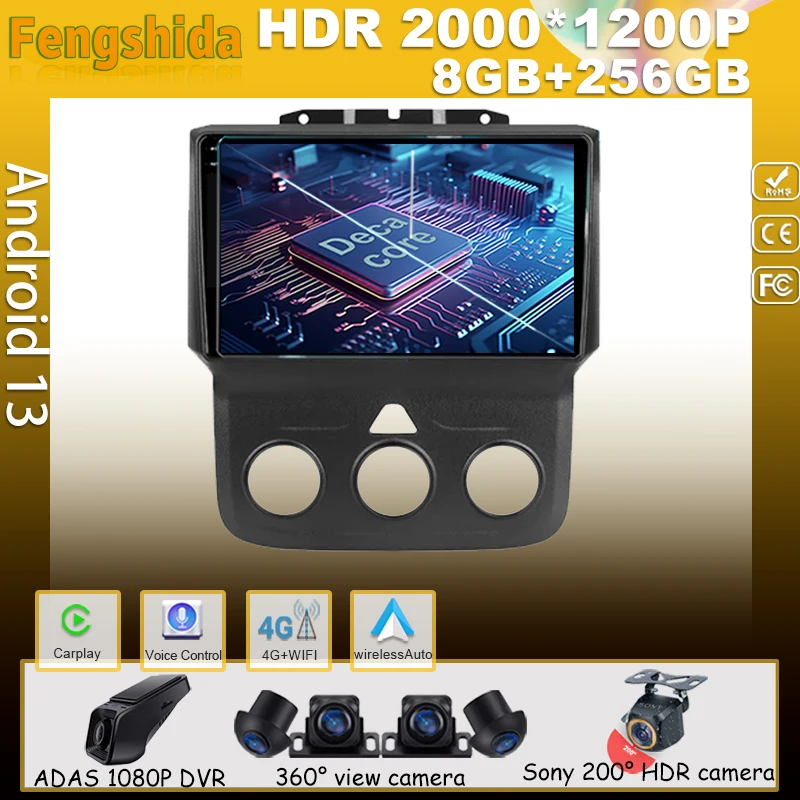 Android Per Dodge Ram 4 Iv Dj Ds 2013 - 2019 Auto Radio No 2Din Player Schermo Monitor Unità Principale Bt Bluetooth Gps Video Bt Dash