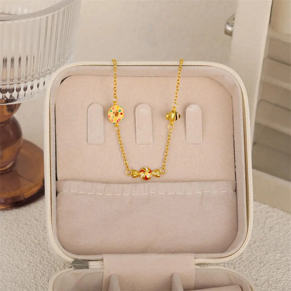 Cute Donuts Ice Cream Candies Bracelets 18K Gold Plated Hypoallergenic Chain Bracelet Hand Strings Gift Fashion Jewelry 2025 New