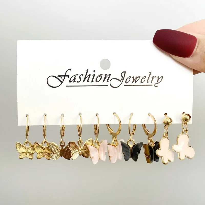 Acrylic Butterfly Earrings 5 Pairs Creative Minimalist Colorful Butterfly Pendant Earrings Elegant Advanced pendant earrings butterfly earrings animal earrings acrylic earrings