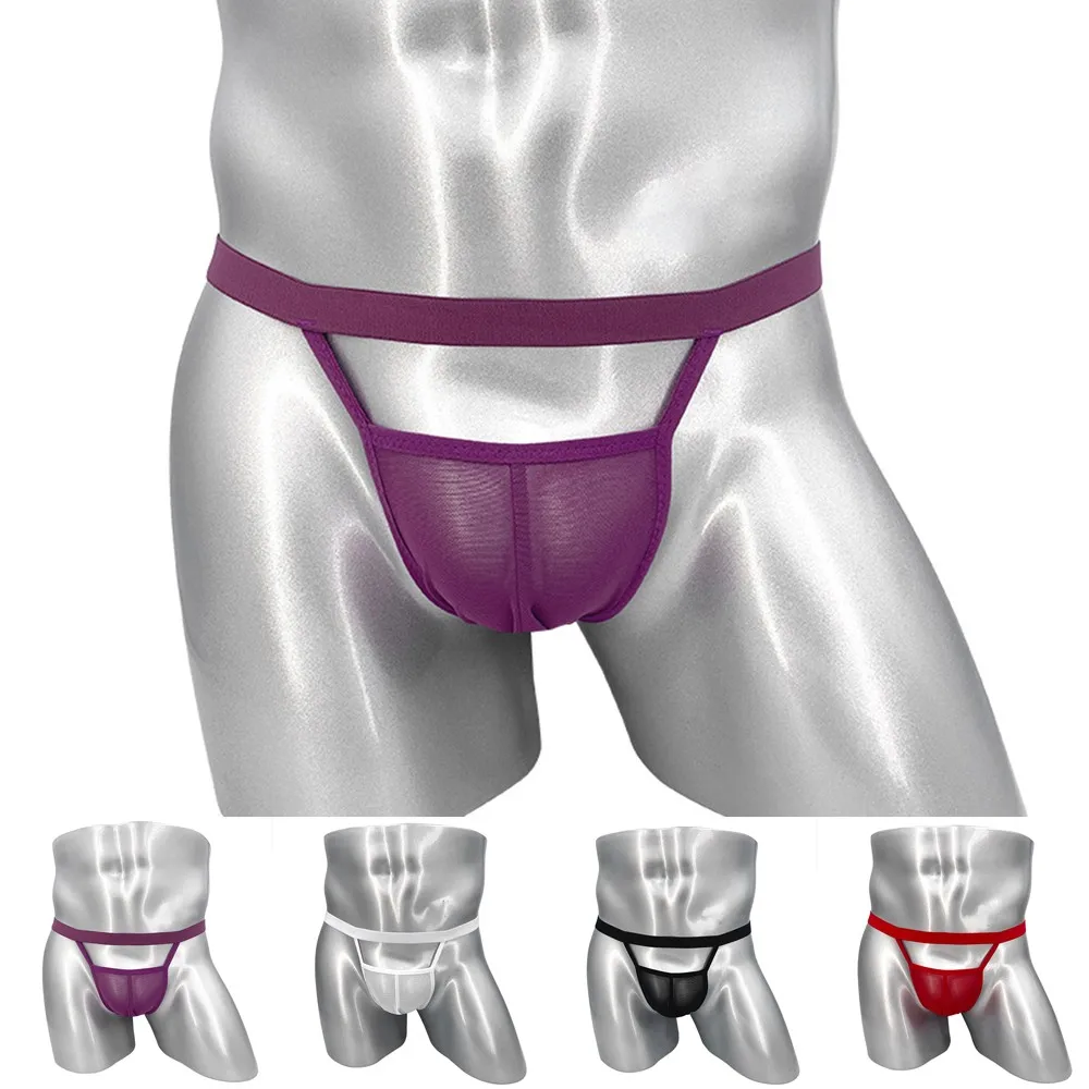 Jockstrap Briefs G-strings Thongs Men Sexy Hollow Mesh Breathable Underwear Men's Panties Bulge Pouch Backless Thong Homme Slip