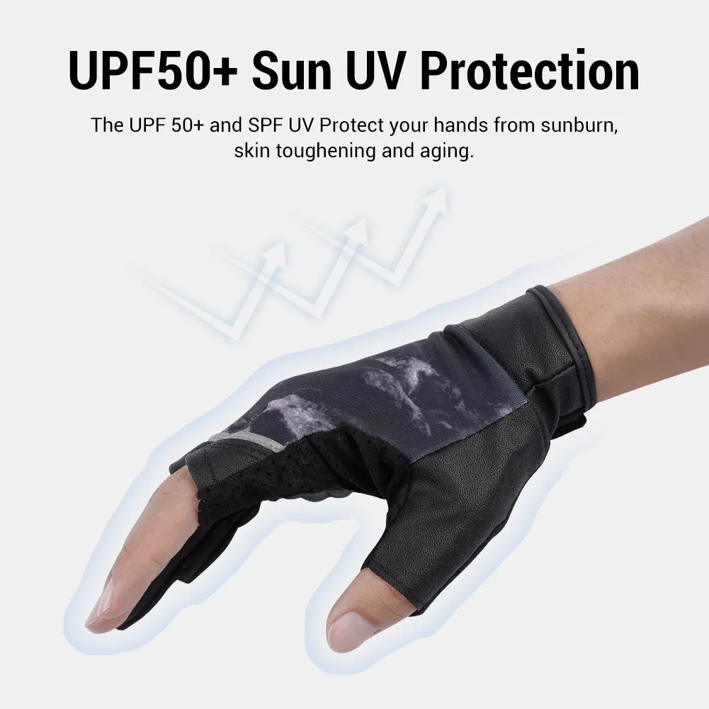Cycling Gloves Fingerless Gloves Fishing Gloves Noeby 3 Half-Finger Fishing Gloves Anti-Slip Glove UPF50+ Breathable Antiskid for Hiking Biking Kayaking Fishing Tackle Gloves