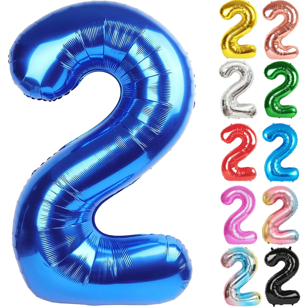 32 Zoll mehrfarbige Nummer 2 Ballon große Zahl Ballons 0-9 Jungen Mädchen Geburtstag Dekoration Frauen Männer Party Jahrestag liefert