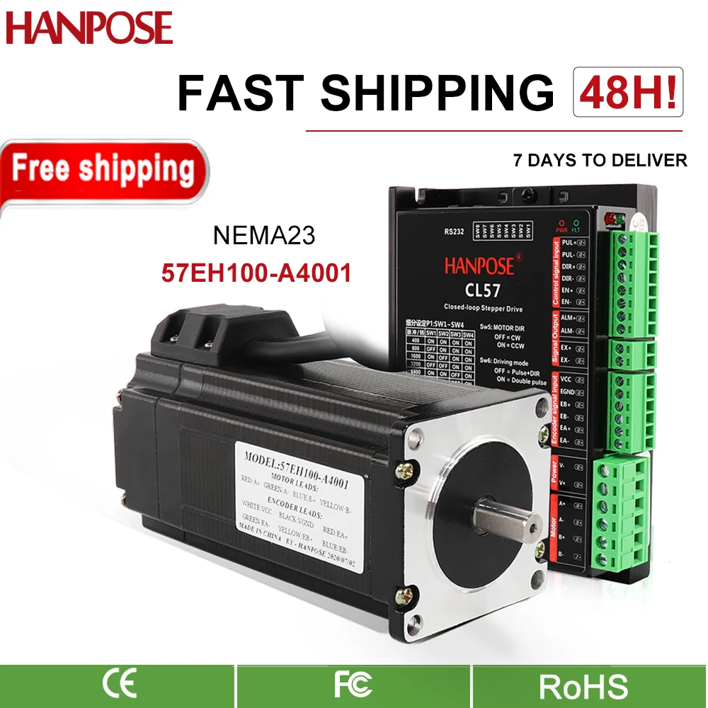 Closed Loop Servo Driver 57EH100A4001 +CL57 Drive sets 4.0A 3.3N.m Stepper Motor 57x100mm for 3D printer accessories