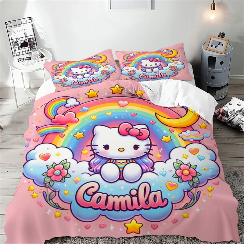 

Hello Kitty Duvet Cover Multi-Size Bedding Cute Pattern Anime Cartoon Quilt Cover Set Children Bedroom Decoration