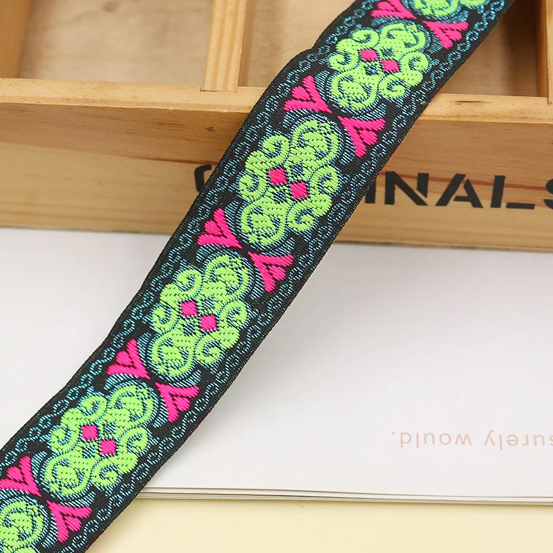 Vintage 7 Meter langes Jacquardband und 1,3-Zoll-gesticktes gewebtes Band. Ideal für Eid Mubarak, floraler Stoffbesatz und Boho-Stil. – Detail 7