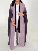 Muslim Abaya for Women Bat Sleeve Pleated Gradient Cardigan Trench Coat 2023 Autumn Dubai Abayas Plus Size Women's Luxury Coat 3