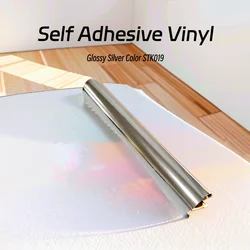 Matte Color Permanent Self - Adhesive Vinyl for Decorative Crafts and Handmade Projects (Glossy Silver)