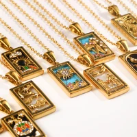 E.B.belle Original New Tarot Queen Lover Magician Moon Necklace Tarnish Free Stainless Steel Jewelry 18K Gold Plated Decoration