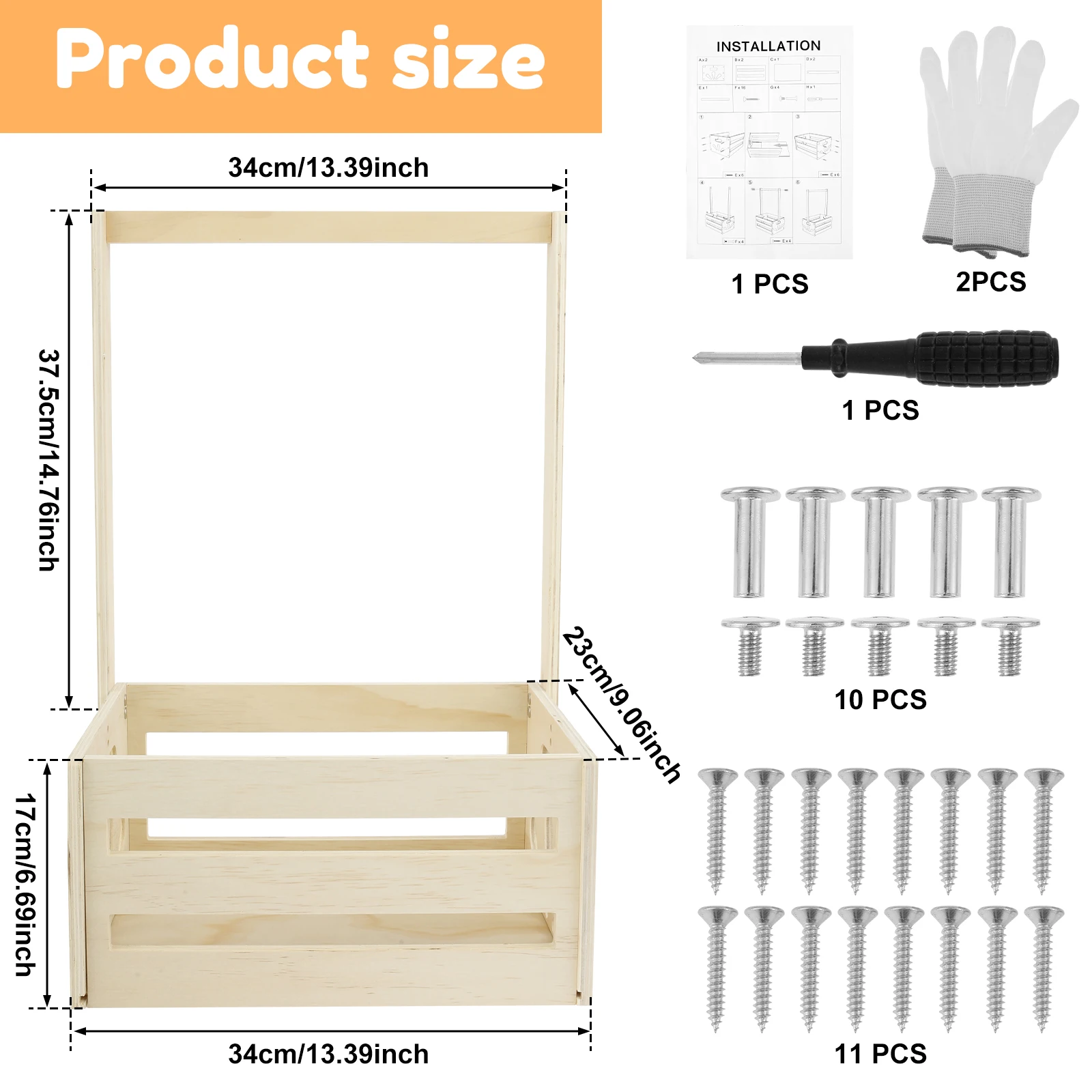 Wood Storage Crate Baby Toys Clothing Organizer Box Children Portable Basket Long Handle Sturdy 6