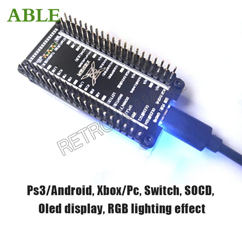 Zero Delay Raspberry Pi PICO to Arcade Game Fighting Encoder for PS3 /Switch Controller SOCD/OLED Display/RGB Lighting Effect