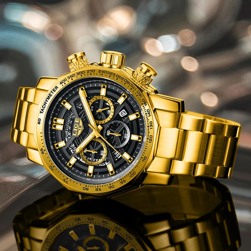 LIGE New Business Watch Men Fashion Military Sports Waterproof Men's Quartz Wristwatches Top Brand Luxury Date Chronograph Male