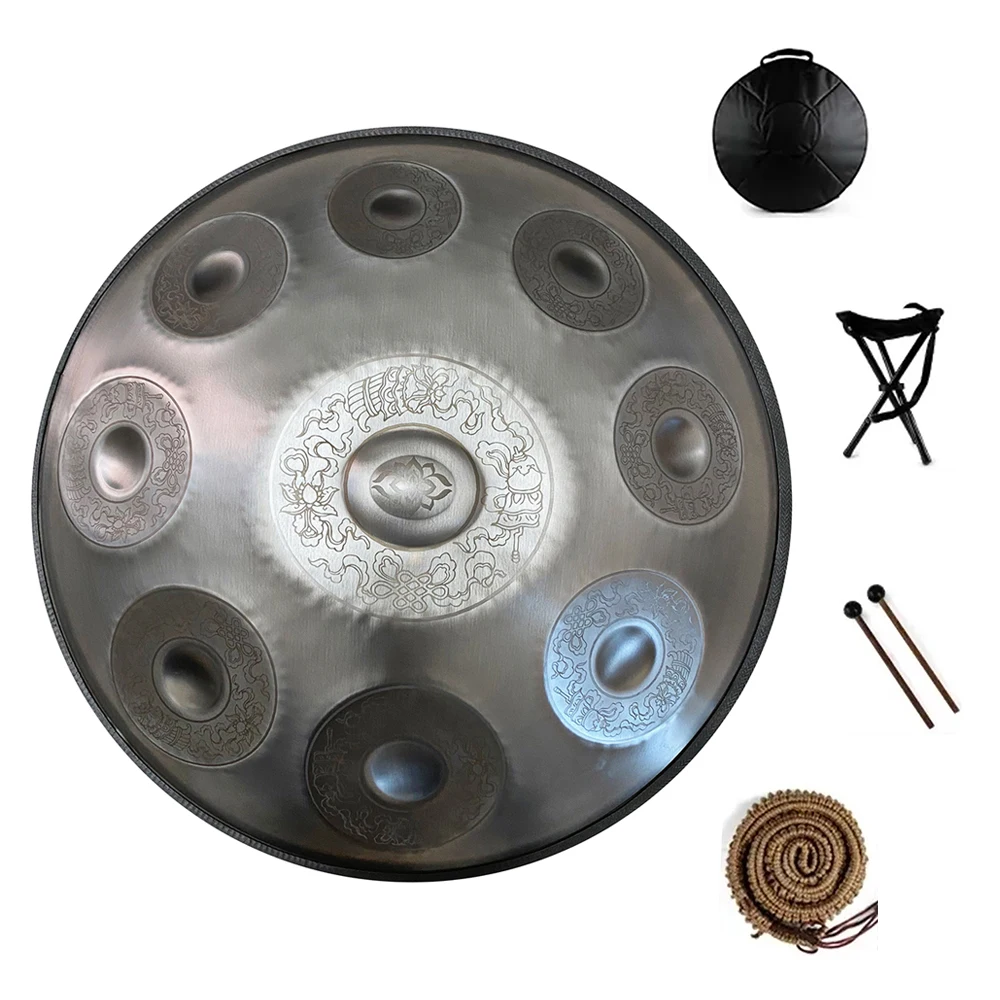 Hand Painted Tambourine Tongue Drum Meditation Instrument Stainless Steel D Minor 9 10 12 14 Tone 440Hz 22 Inch musical percussion instruments tongue drum