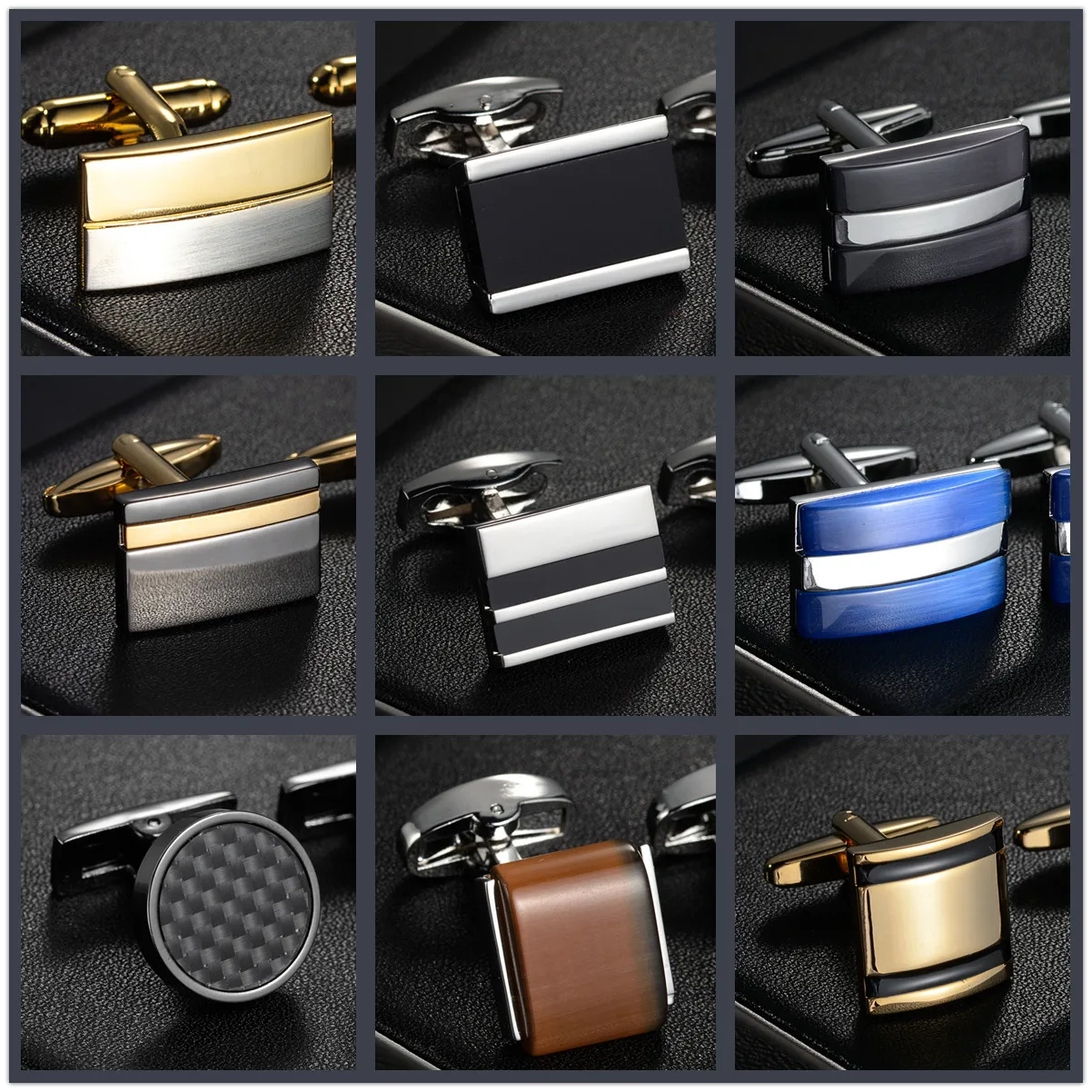 

High Quality Oval Stripe Enamel Copper Material Lattice Cuff Fashion Men's French Shirts Cuffs Cufflinks wholesale Birthday Gift