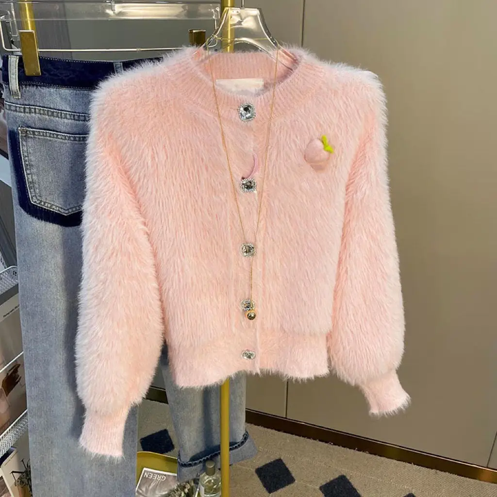 

2023 Women Spring Autumn New O-neck Sweater Jackets Female Solid Color Cardigan Coats Ladies Short Warm Sweater Outerwear S463