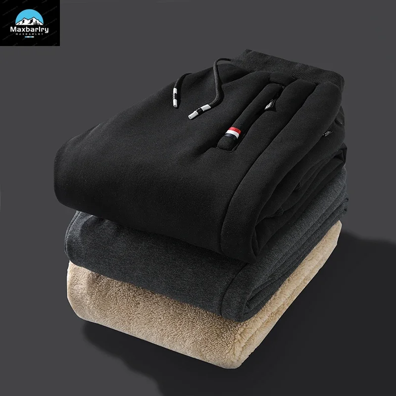 8XL Winter Lamb Wool Pants Men's Trousers Thickened Warm Drawstring Waist Casual Pants Men's Loose Gym Running Training Pants 5