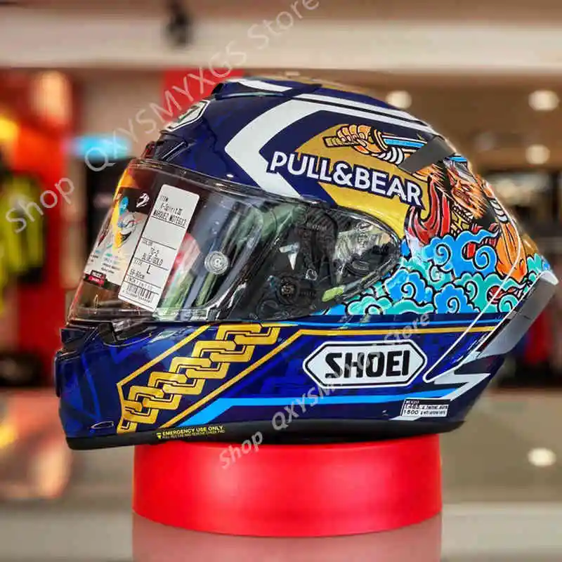 

Motorcycle Helmet Casco SHOEI X14 Helmet X-Fourteen R1 60th Anniversary Edition Blue Cat Helmet Full Face Racing De Motocicle