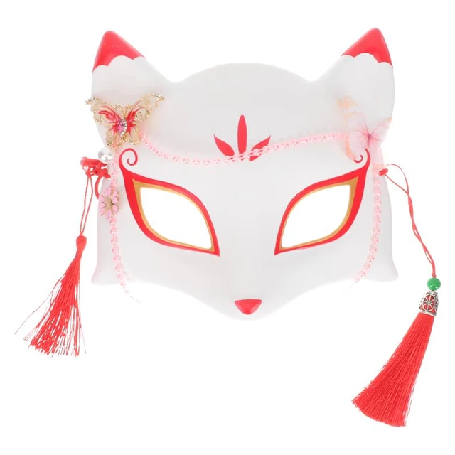 Fox Mask Japanese Cosplay Mask Half Face PVC Kabuki Kitsune Masks  Masquerade Anime Cosplay Cat Mask Rave Festivals Party Props - AliExpress