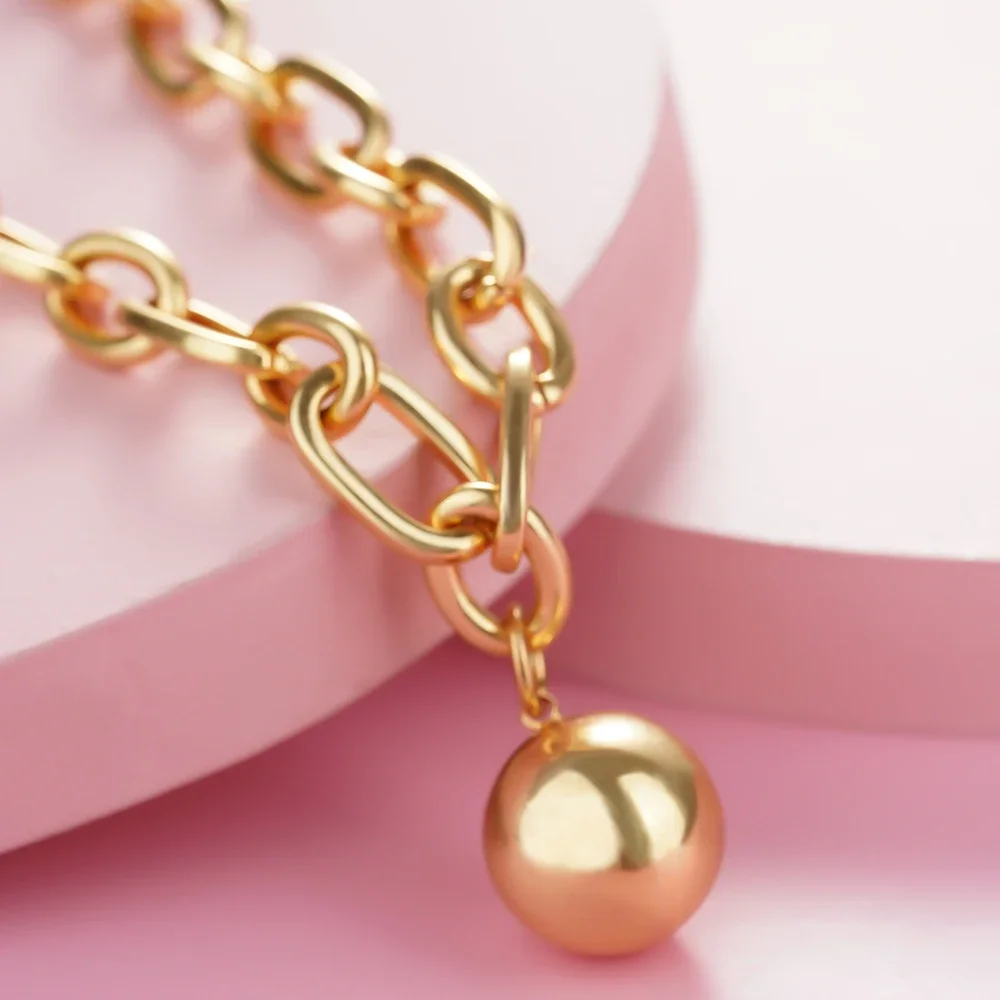 Chunky Metal Ball Chain Necklace Stainless Steel