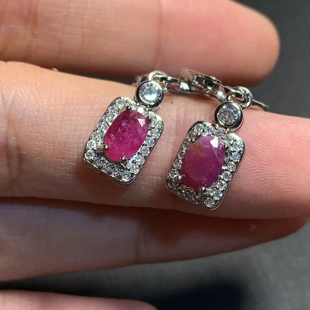 Natural Ruby Hoop Earrings For Women Stainless Steel Earrings Simple Fine Jewelry Stone Gemstone Classic Style Gift