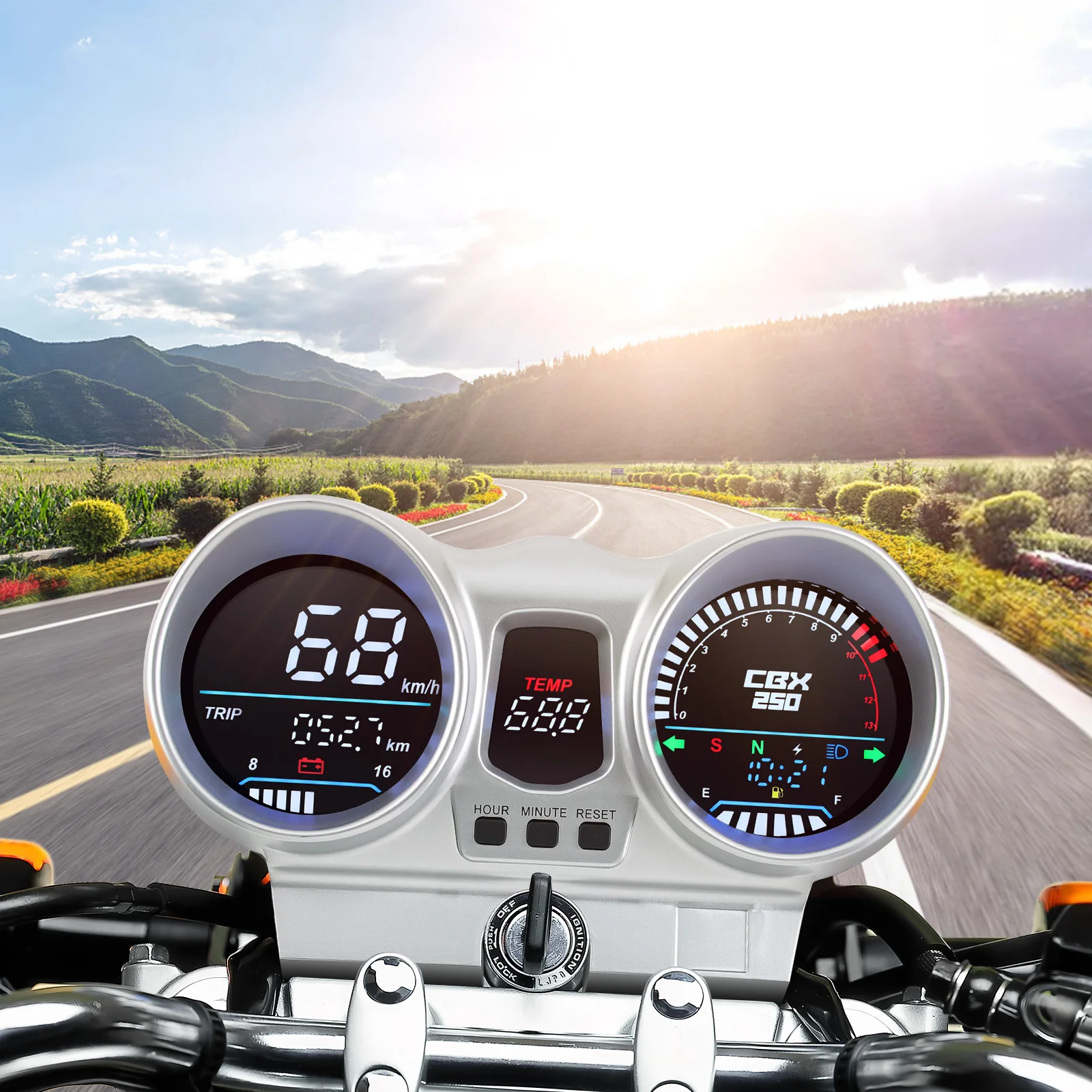 LED Dashboard Motorcycle Tachometer LCD Digital Speedometer OEM 37100-KPF-961 Fo