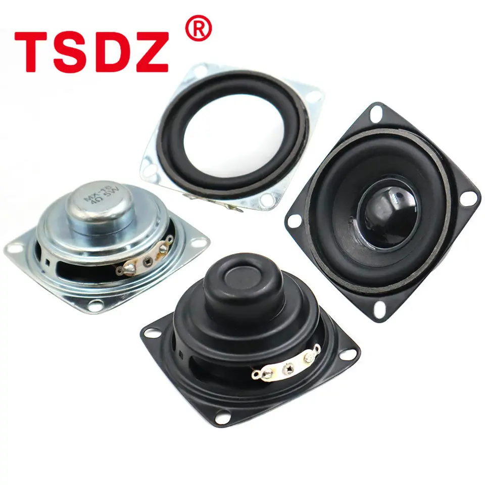 2 Altavoces De Repuesto Cuadrados 5W 4 Ohmios | 52 Mm | Rango Completo | Laterales De Goma | Para Equipos De Sonido Y Proyectos DIY