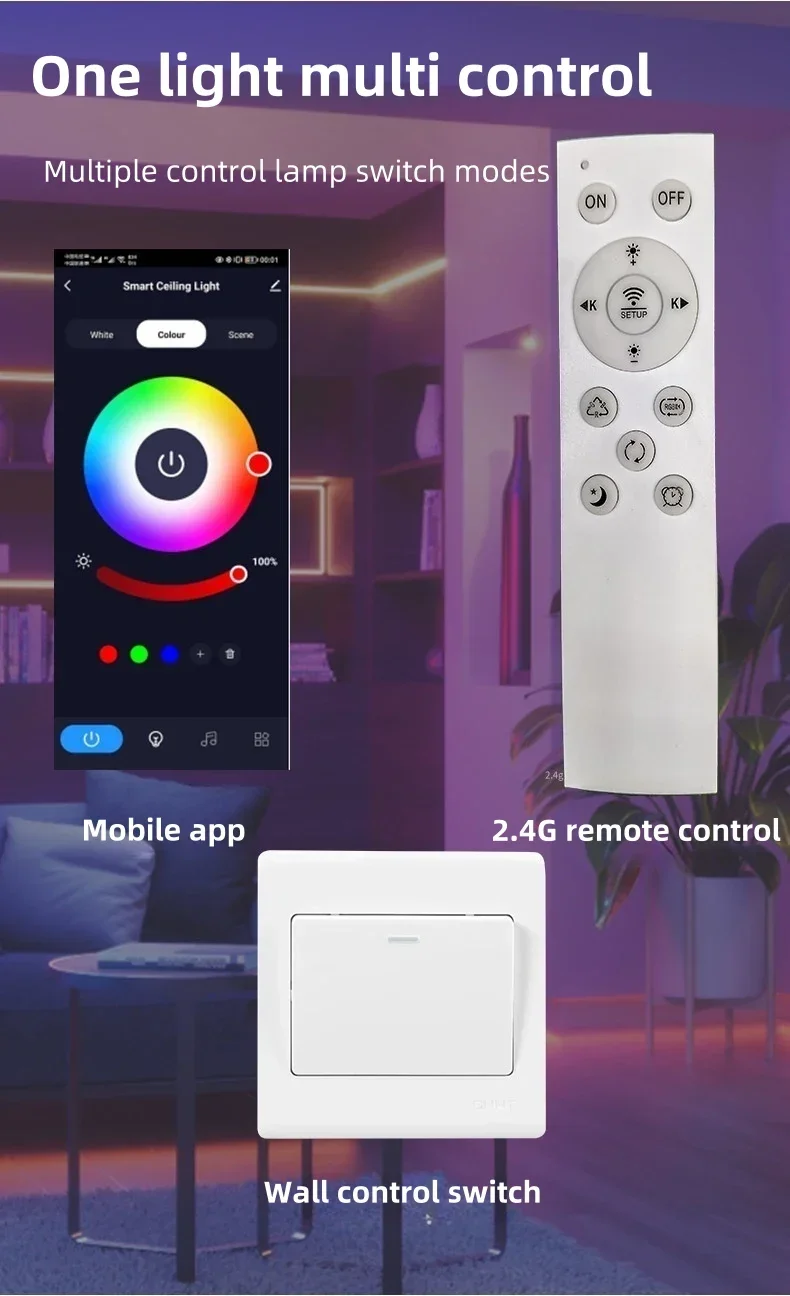 LED Intelligent Ceiling Light Tuya WiFi RGB Dimmable Alexa Voice Controlled Google Home Living Room Bedroom Indoor Lighting