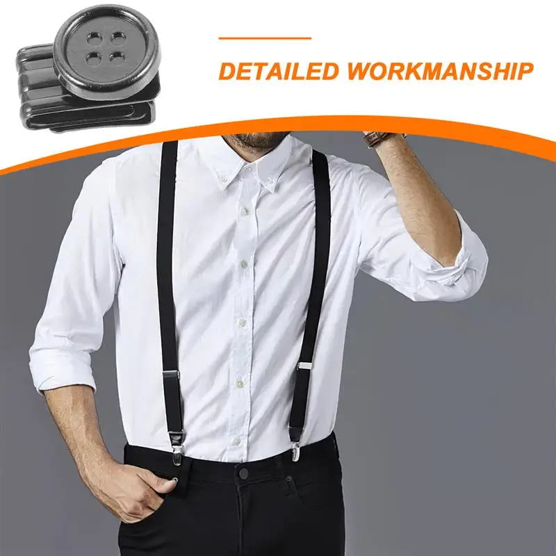 6pcs No Sew Metal Button Clip Braces Bachelor Buttons Buttons For Pants Suspenders Hats Fixing Kit 4