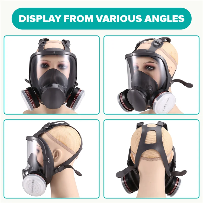 Masque à gaz intégral 6800 avec filtres, protection chimique, noir