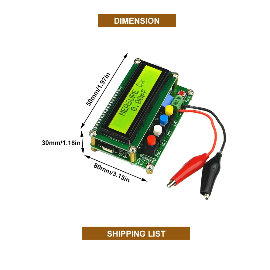 LC-100A LC100A Capacitance Inductance Meter LC Meter 1pF-100mF 1uH-100H Inductor Test Clip Online Potentiometer Calibration 4