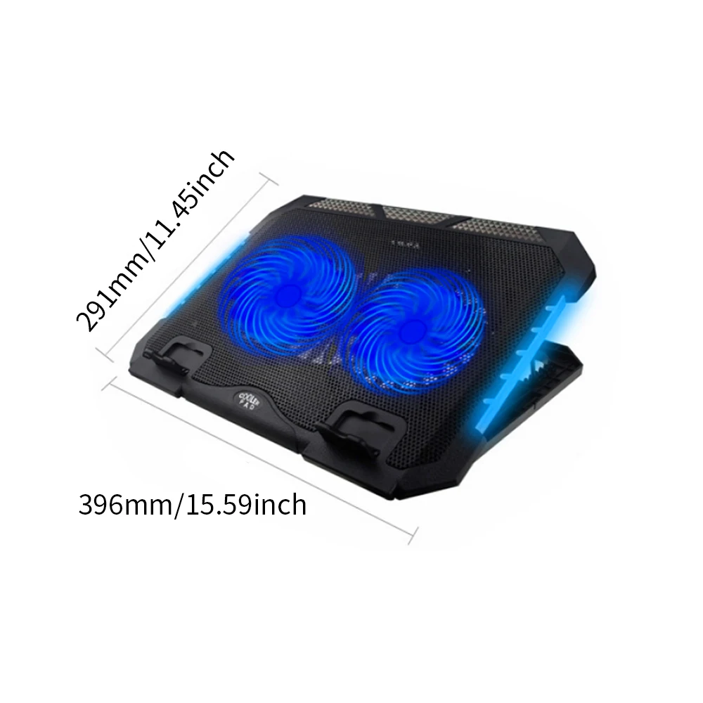 TISHRIC 노트북 스탠드 냉각, 2 팬 베이스 쿨러 노트북 지지대, 10RGB 호흡 LED, 풍속 조절 가능 노트북 브래킷 거치대