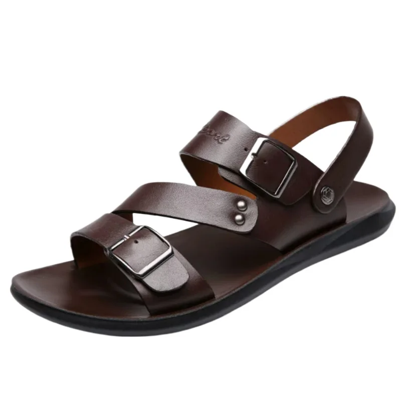 Mens Shoes Leather Sandals Summer Casual Open Toe Soft Beach