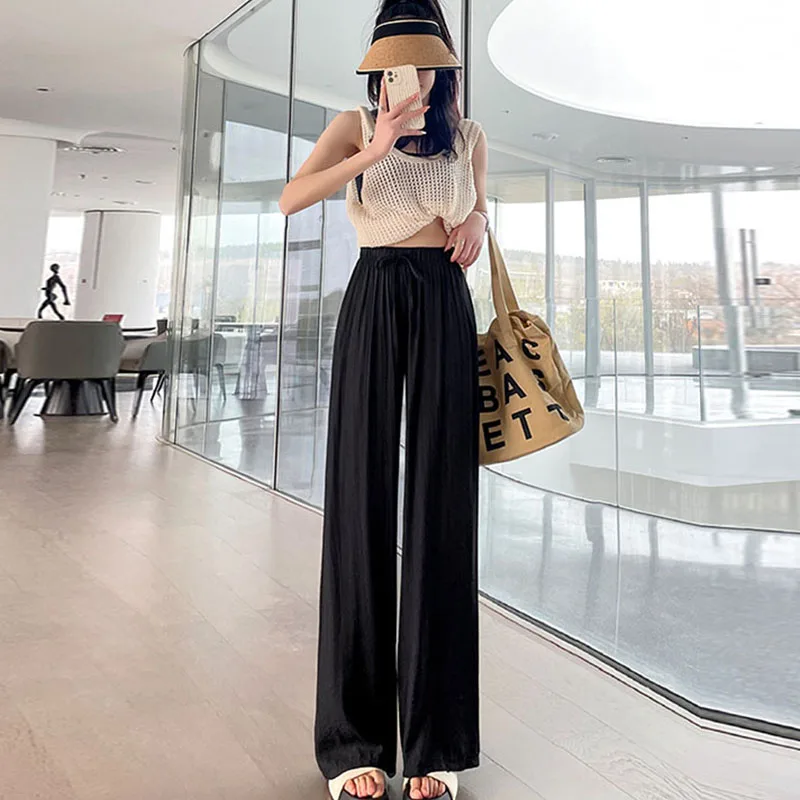 

Women's Pants Clothing Summer 2023 Wide Leg Casual Streetwear High Waist Trousers New In Ladies Korean Fashion Pink Outfits