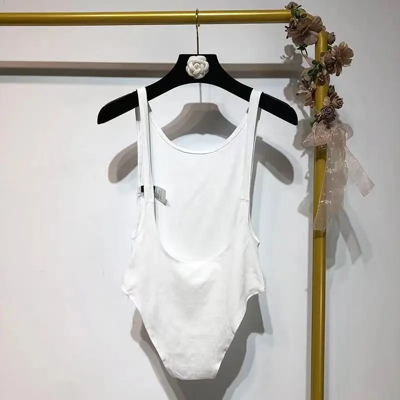 Casual All-Match Women's T-Shirt Solid Color Backless Sleeveless Vest Sexy Playsuit Slim Basic Tank Top U-Neck Bodysuit Jumpers