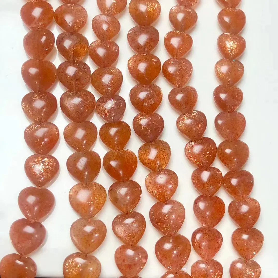 

10mm Heart Stone Natural Golden Strawberry Quartz Crystal Healing Heart Bead Bracelet Fashion Jewelry Gift