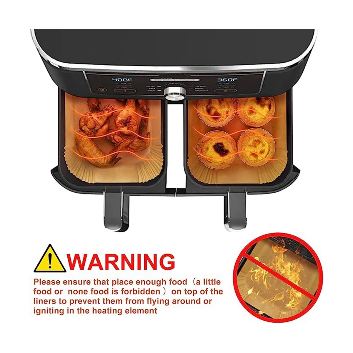 100PCS Air Fryer Liners Rectangle, Air Fryer Liners for Ninja DZ201 DZ401, Baking Paper for Ninja Foodi Dual