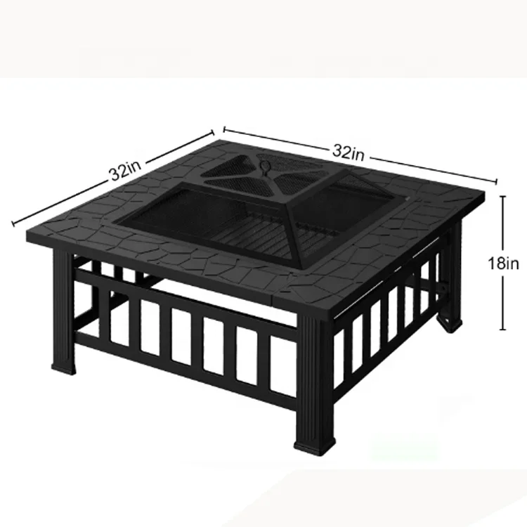 Multifunction Garden Wood Burning Table Fire Pit Outdoor Table with Grills Bbq PLATE OVEN WARM POT STOVE 5