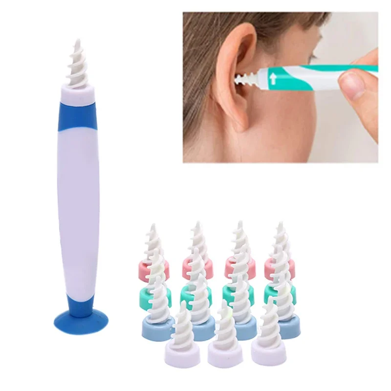 Outil de suppression d'avertissement d'oreille nettoyeur d'oreille en  silicone Tvidler ensemble de livres écouvillon d'oreille en spirale bâtons  16 pièces