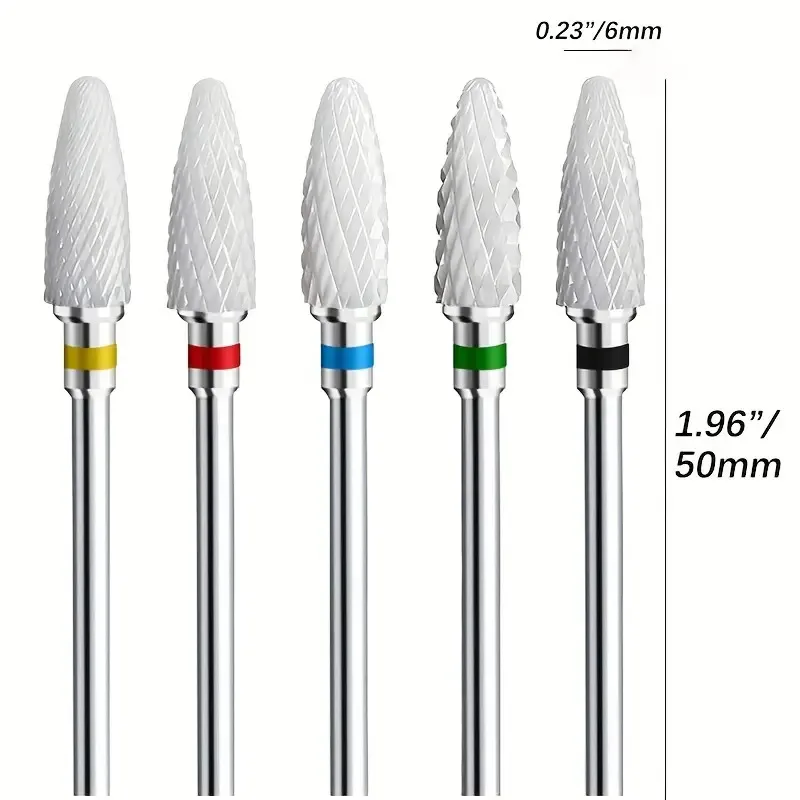 Left Handed Ceramic Nail Drill Bits 5PCS