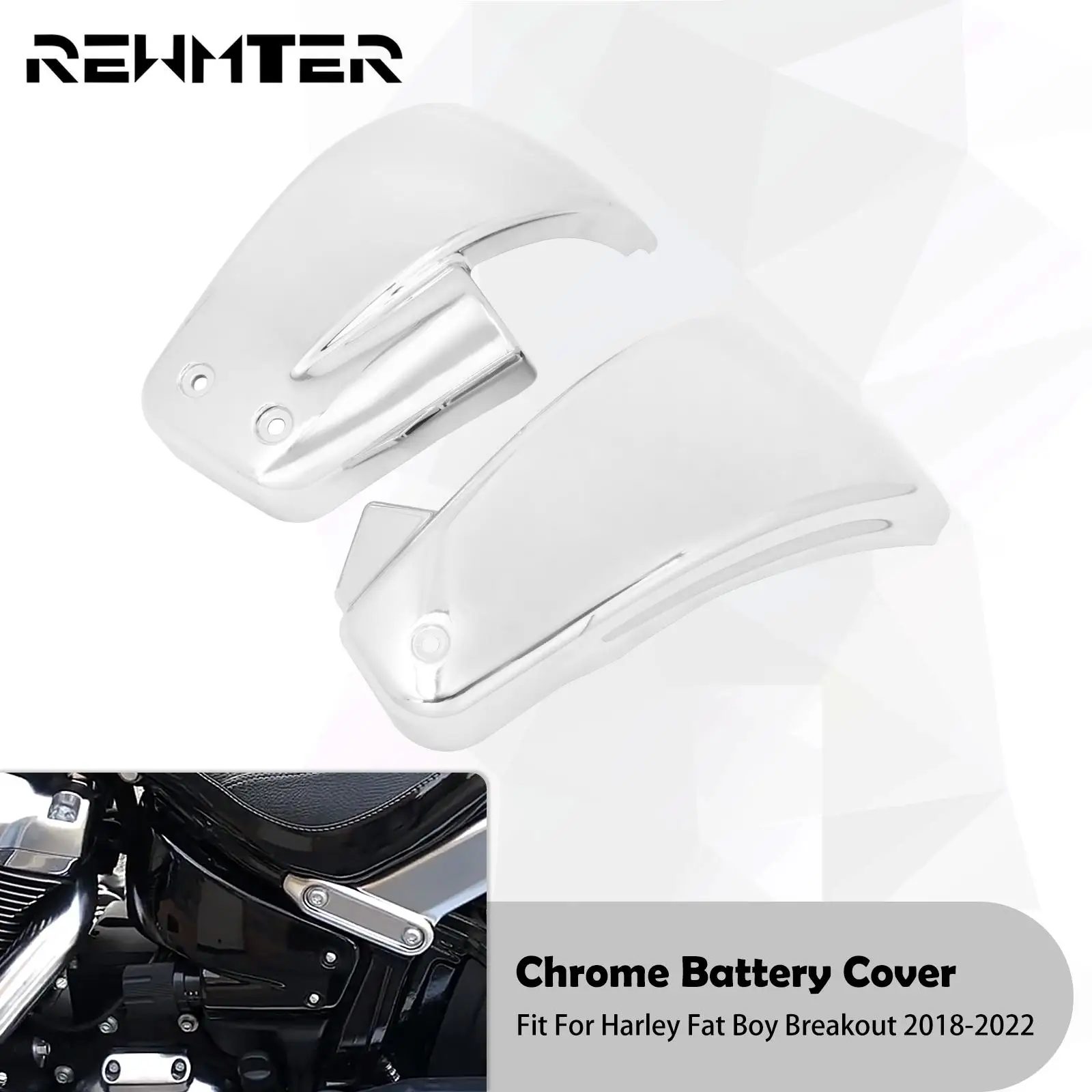 

Motorcycle Chrome Battery Side Fairing Cover Left Right For Harley Softail Breakout FXBR Sport Glide FLSB Fat Boy FXDR 2018-2022