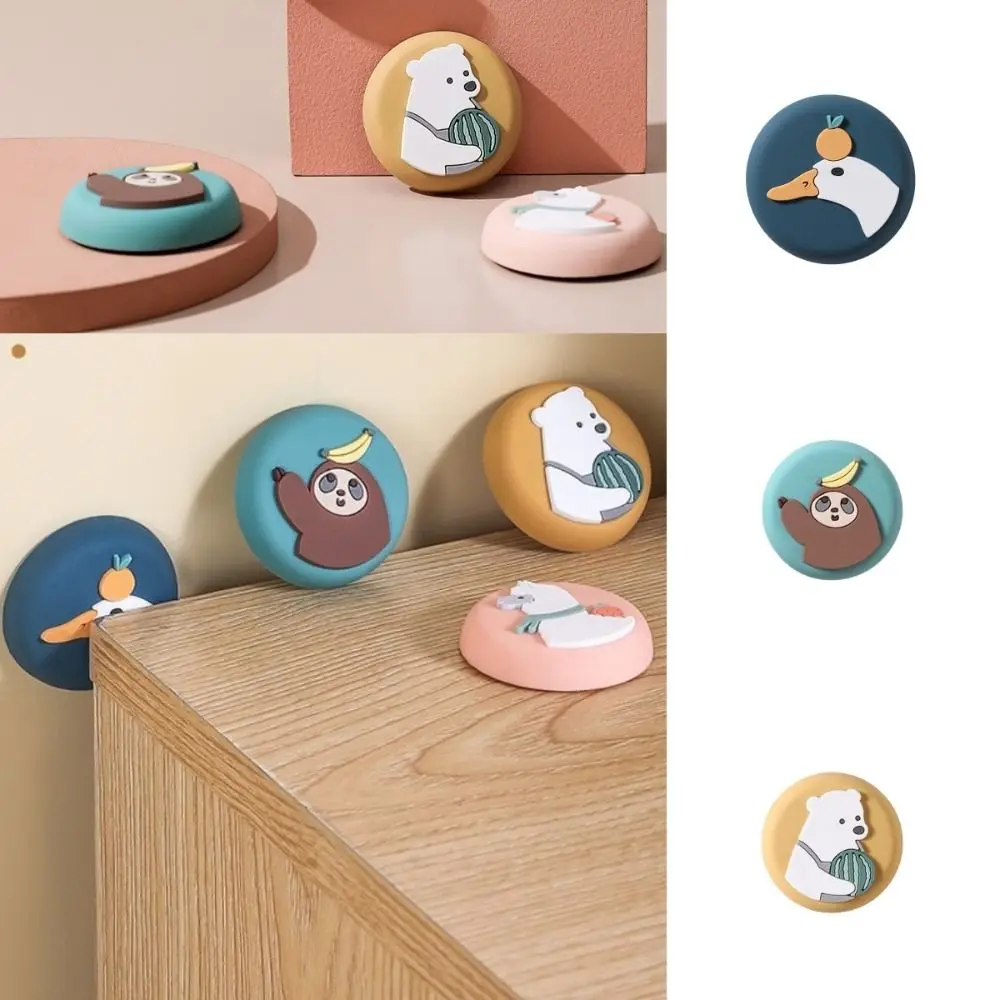 Cartoon Wall Protector Door Crash Pad Animals Design Self Adhesive Door Handle Bumper Silicone Mute Stopper Refrigerator