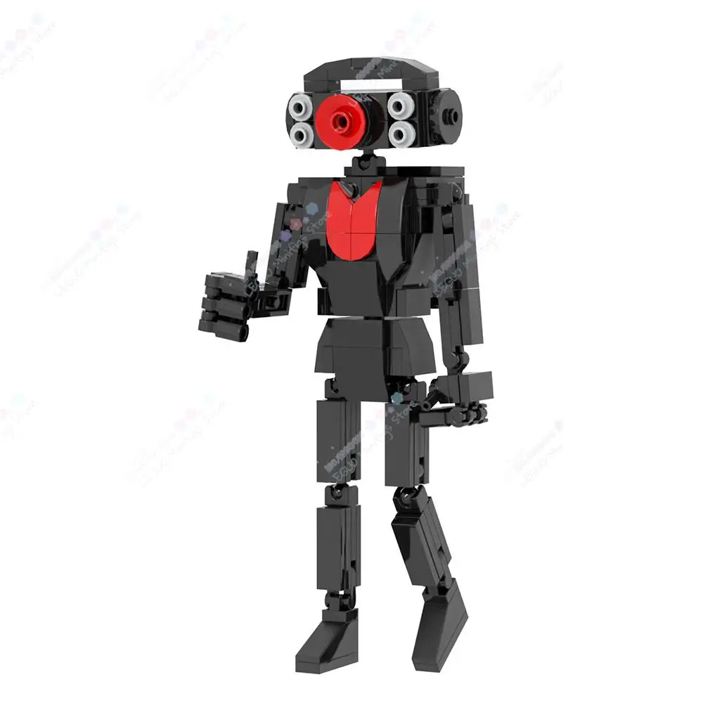 MOC1377 크리에이티브 시리즈 오디오 여성 MOC 빌딩 블록, DIY Skibidi 변기 게임 캐릭터 모델 조립 브릭, 어린이용 장난감