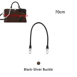 Luxurious Genuine Vachetta Leather Bag Strap - Premium Replacement Accessory (Black Sliver Strap)