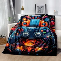Gamer flannel Print Soft Blanket Cartoon Game Controller Comfortable Warm All Seasons  for Sofa Bed Bedroom Office Travel 2