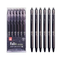 Retractable Erasable Ballpoint Pens 0.5mm Set with Refills Black Blue Gel Ink Built-in Eraser Office Supplies Stationery 6
