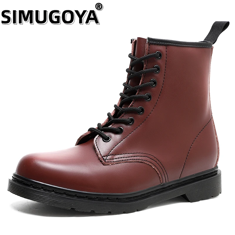 

SIMUGOYA Autumn Winter Leather Couple Boots Casual Men's Shoes Fashion Women's Shoes Martin Boots Platform Big Size Lover Boots