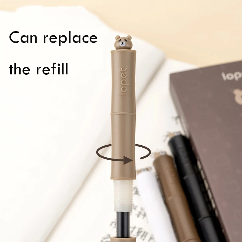 Lopet Kawaii New Neutral Pen Caneta Rotating Out of Core Stationery 0.5mm Black ink Signature Pens School Office Writing Tool ﻿ 4